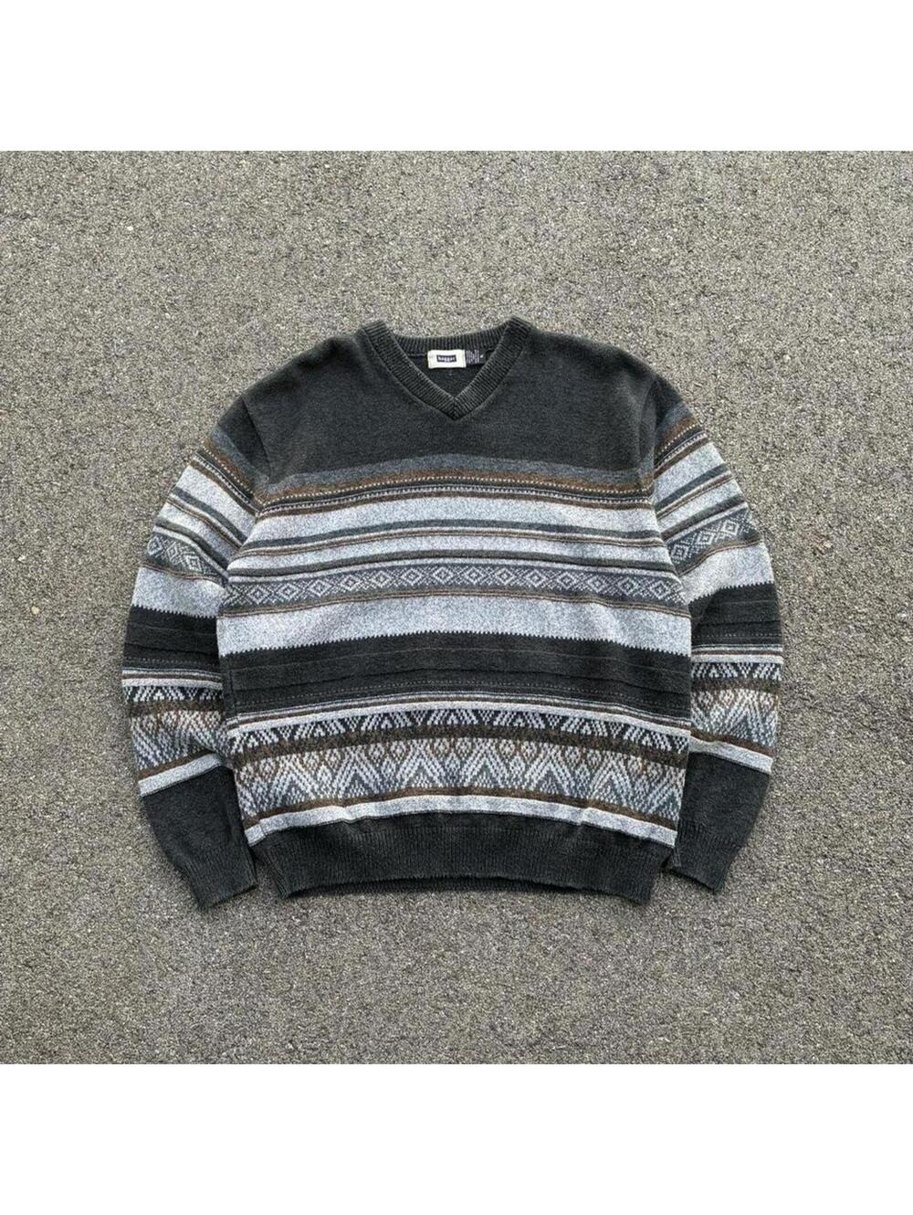 Haggar Men's Grey and Black Jumper